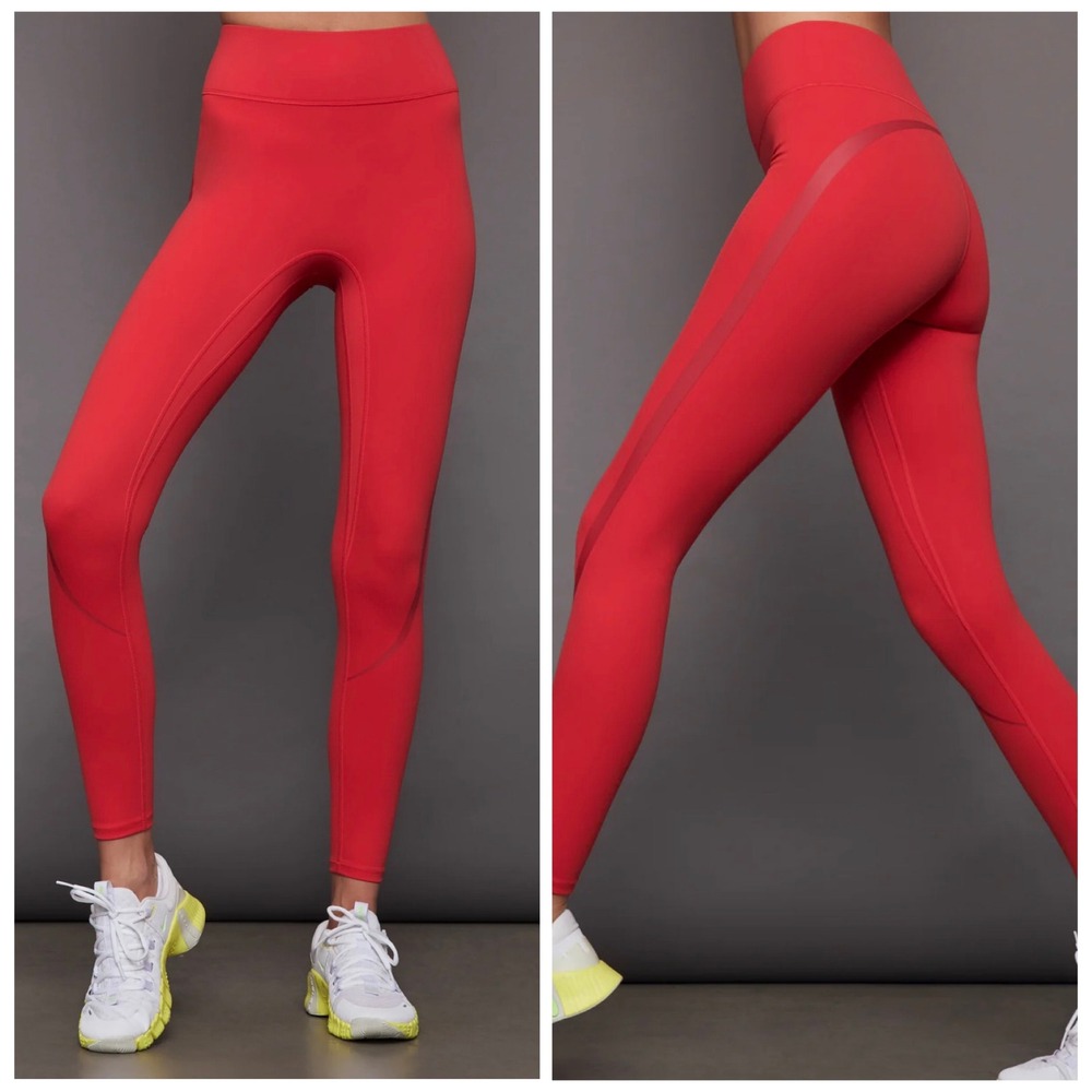 Bandier Center Stage Contrast Legging Lollipop Tango Red Womens Medium (J)
